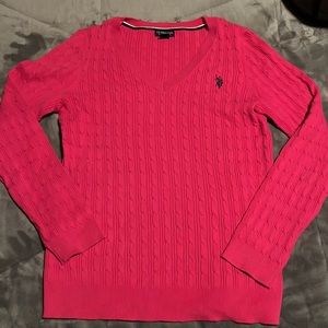 U.S. Polo cable knit v-neck sweater L